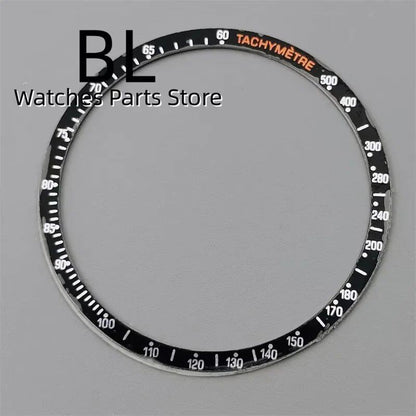 BLIGER 40mm Black PVD VK63 Watch Case with Black, Blue, Red, Green, and Silver Inserts, Acrylic Mirror, and VK63 Movement Assembly and Repair Parts; Dial Diameter: VK63 (Imported)