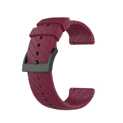 24mm Soft Silicone Watch Band Replacement Strap for SUUNTO 9/9 Baro, Compatible with SUUNTO D5, New Smartwatch Band, Size: SUUNTO 9-D5-9 Baro; Band Color: Black; Band Width: 24mm, Parallel Import