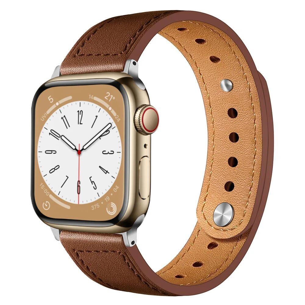 Genuine Leather Apple Watch Band for iWatch Series 7/SE/6/5/3/8/Ultra (44mm, 40mm, 45mm, 41mm, 42mm, 38mm, 49mm) - Imported