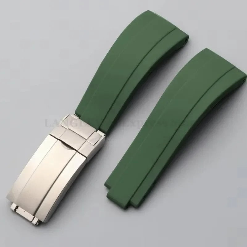 20mm Silicone and Rubber Watch Band for Rolex Submariner, Daytona GMT, and Deepsea, Waterproof Diver Strap, 9x9mm, Matte Buckle, Band Color: Black; Band Width: 20mm, No Logo, Parallel Import