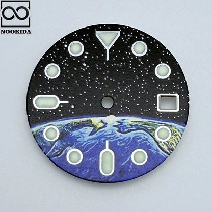 NOOKIDA 28.5mm 星空＆アースグリーン 夜光文字盤（NH35/NH36/4R/7S用 針付き） カラー：スターナイトアンドアース 並行輸入品