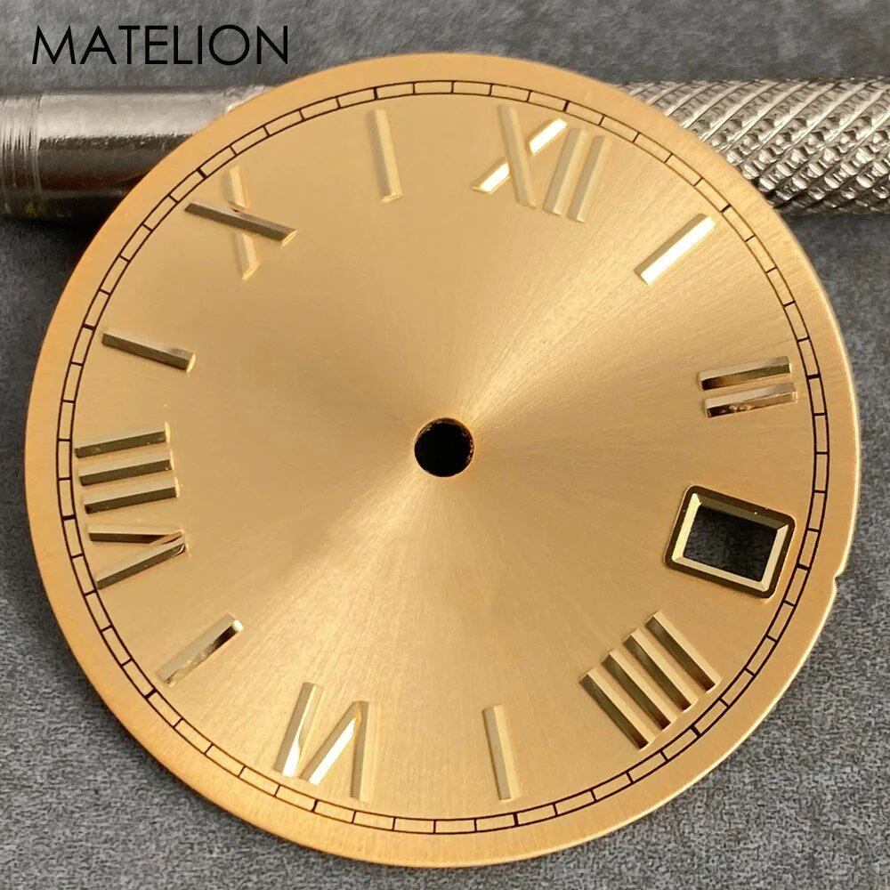 29mm Sunburst Dial Roman Dial Compatible with NH35, NH36, NH38, NH70, NH71, NH72, 4R35, and 4R36 Automatic Movement with Metallic Markers and DJ Hands (Parallel Import)