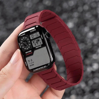 Silicone Band with Magnetic Strap for Apple Watch, Compatible with 46mm, 42mm, 49mm, 45mm, 41mm, 44mm, and 40mm Watches, iWatch Ultra 2/Series 10/9/8/7/6/SE/5/4/3, Band Color: mm, Parallel Import