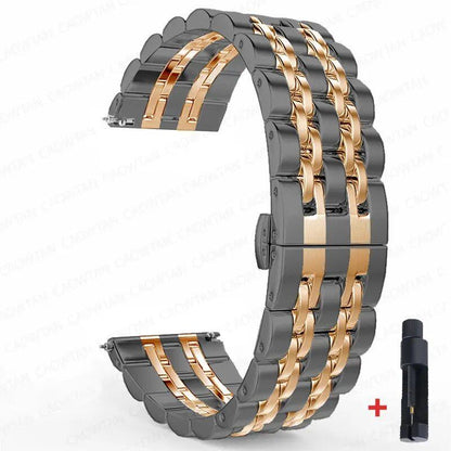 22mm and 20mm Stainless Steel Bands for Samsung Galaxy Watch 3, 4, 5 (45mm), Gear S3 (46mm and 42mm), and Active 2 (40mm and 44mm) - Compatible with Amazfit BIP 2 and GTR. Band Color: mm; Ships from: Parallel Import
