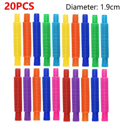 Set of 10/20/30 Colorful Pop Tubes, Rainbow, Fidget Toy, Expandable Plastic Stretch Pipes, Stress Relief Toy, Pressure Relief Toy, Gift, Color: cm, Parallel Import