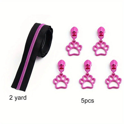 1セット 5号 ナイロン製 犬用パウプル 2ヤード ナイロンジッパーテープ 衣類バッグ 靴修理キット DIY 財布作りアクセサリー サイズ：2ヤード 5プルタブ;色 並行輸入品
