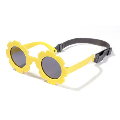 Baby Polarized Sunglasses for Newborns and Infants (0-24 Months) with a Round Sunflower Design and Flexible Adjustable Straps. Frame Color: 0-24 Months; Lens Color: Parallel Import.