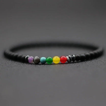 4mm Natural Volcanic Stone Bead Bracelet, Unisex, Minimalist Chakra Bracelet, Meditation Jewelry, Tiger Eye Bracelet, Metal Color: Parallel Import