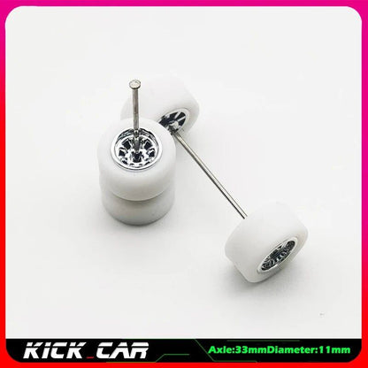1/64 scale model car wheels with rubber tires, set of 4, ABS plastic, basic conversion parts for Hot Wheels, Tomica, and Mini GT. Color: WTS. Ships from: Parallel import.