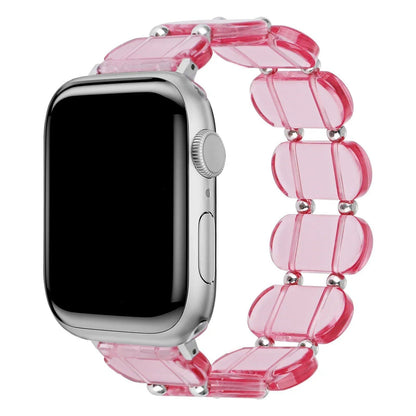 Resin Apple Watch Band, 46mm, 41mm, 42mm, 45mm, 49mm, Compatible with iWatch Series 10, 9, 8SE, 6, 5, 46mm, 41mm, 42mm, 45mm, 49mm, Women's, Elastic Ring Strap with Metal Beads, Band Color: mm, Parallel Import