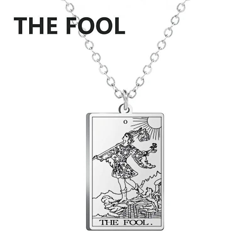 Stainless Steel Classic Tarot Card Pendant Necklace, Major Arcana, Gypsy Tarot, Divination Necklace, Jewelry, Mother's Day Gift, Parallel Import
