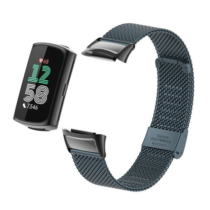 Stainless Steel Metal Strap Bracelet Replacement Smartwatch Band for Fitbit Charge 5/6, Band Color: Black, Band Width: Parallel Import