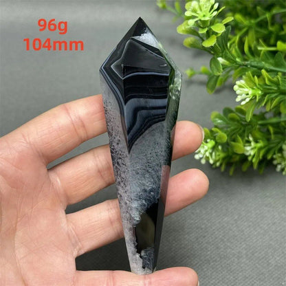 天然ブラックオニキスチップ セプター 超パワー レイキエネルギー チャクラ スピリチュアルヒーリング ウィザード ウィッチクラフト 瞑想 ホームデコレーション ギフト カラー： 並行輸入品