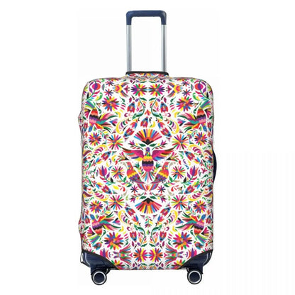 カスタムカラフルフローラルメキシカンフラワー スーツケースカバー エラスティック トラベル 荷物保護カバー 18-32インチ対応 サイズ： 並行輸入品