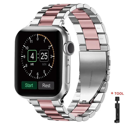 Stainless Steel Metal Band for Apple Watch Ultra 2 (49mm), S10 (46mm), 42mm, 45mm, 41mm, and 44mm - Compatible with iWatch Series 10, 9, 8, 7, SE, 6, 5, 4, and 3. Band Color: Imported