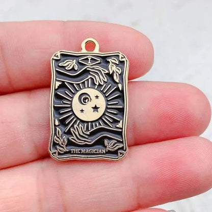 Set of 10 Tarot Card Charms, Magical Divination Craft Metal Charms Pendants for DIY Earrings, Bracelets, Jewelry Making, Handmade Crafts, Metal Color: Parallel Import
