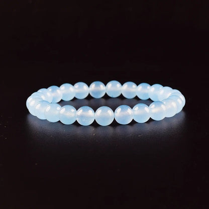 Natural Aquamarine and Agate Bead Bracelet for Women, Single Circle Crystal Bracelet, Romantic, Casual, Yoga, Meditation, Gift, Long, Parallel Import