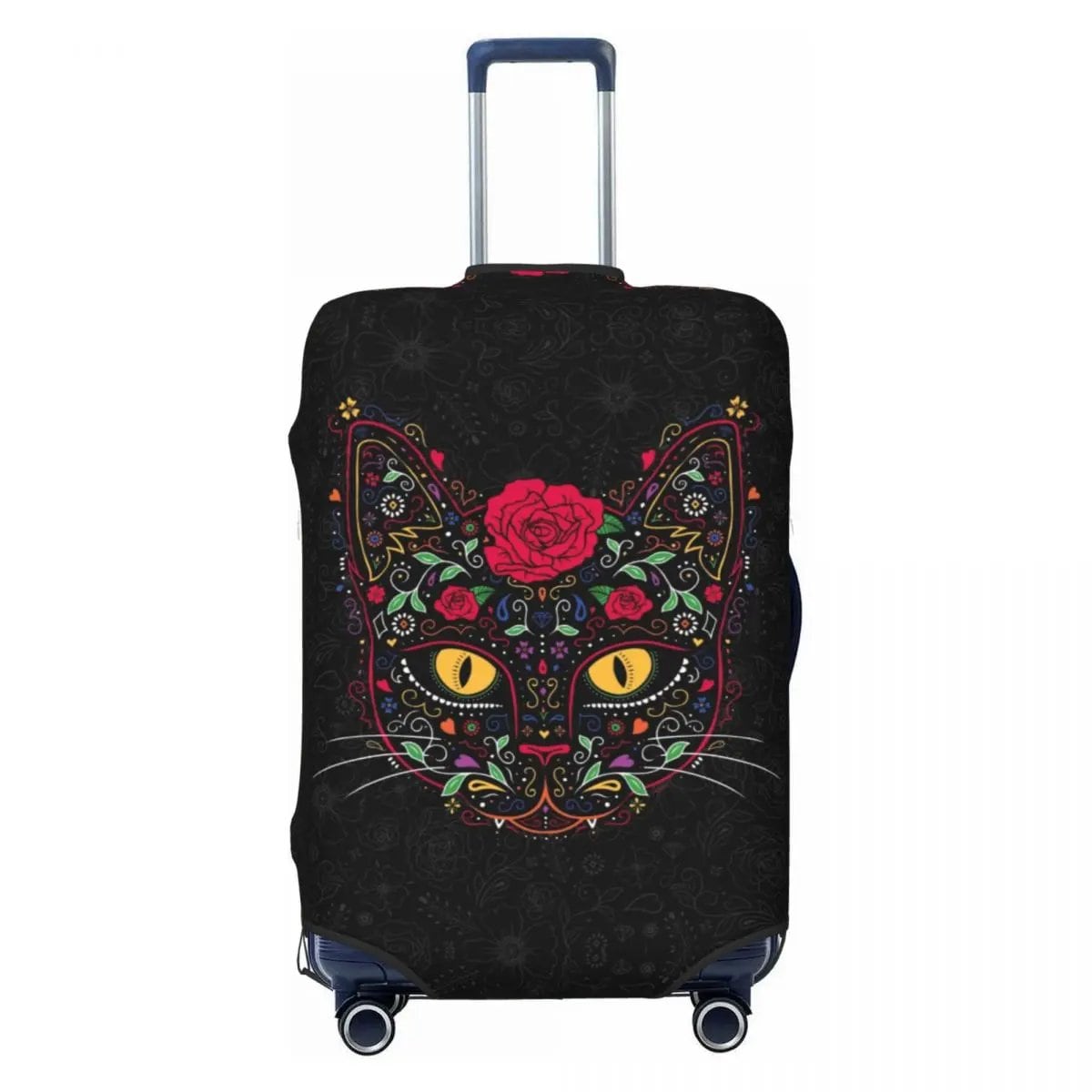 カスタムカラフルフローラルメキシカンフラワー スーツケースカバー エラスティック トラベル 荷物保護カバー 18-32インチ対応 サイズ： 並行輸入品