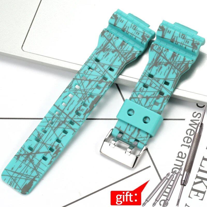 Camouflage Rubber Strap for Men's Casio G-Shock GA100, GA110, and GD120 Sports Watches. Band Color: 16mm; Band Width: 16mm; Ships from: Parallel Import.