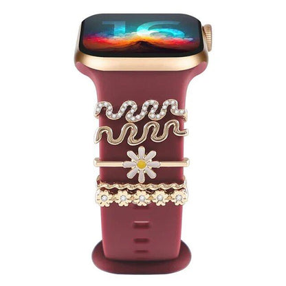 Diamond Jewelry-Embossed Band for Apple Watch Ultra 2, 9, 8, and 7, Compatible with Samsung and Huawei, 20/22mm Bracelet Strap, Band Color: ; Ships from: Parallel Import