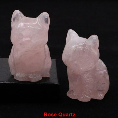 1.8-inch Natural Stone Cat Figurine, Handmade Animal Sculpture, Healing Crystal Amethyst, Craft, Chakra Meditation, Home Decor, Gift, Size: 1 Piece; Parallel Import