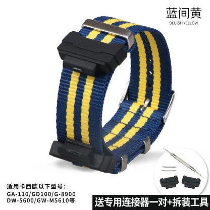 Camouflage Nylon Watch Strap for G-SHOCK - Compatible with CASIO G-SHOCK GA-110/300/DW6900/GD120/G-5600/GW-M5610/GLS8900, Imported