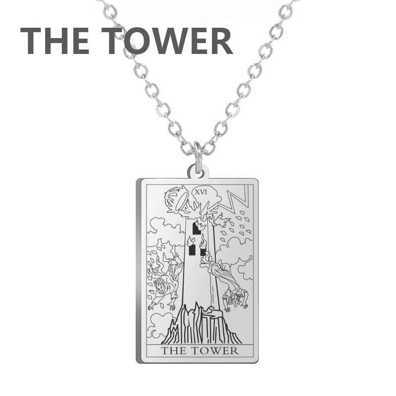 Stainless Steel Classic Tarot Card Pendant Necklace, Major Arcana, Gypsy Tarot, Divination Necklace, Jewelry, Mother's Day Gift, Parallel Import