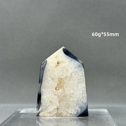 Natural Black Agate Gid Obelisk Wand for Healing, Aura, Meditation, Spiritual Energy, Feng Shui, Altar, Home Decor, Ornaments, Color: Parallel Import