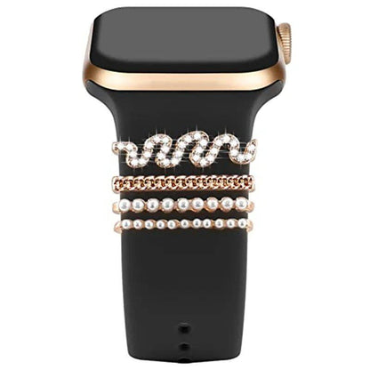Diamond Jewelry-Embossed Band for Apple Watch Ultra 2, 9, 8, and 7, Compatible with Samsung and Huawei, 20/22mm Bracelet Strap, Band Color: ; Ships from: Parallel Import