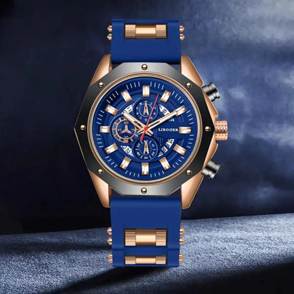 Men's Fashionable Silicone Band Quartz Sports Watch with Date Calendar (Parallel Import)