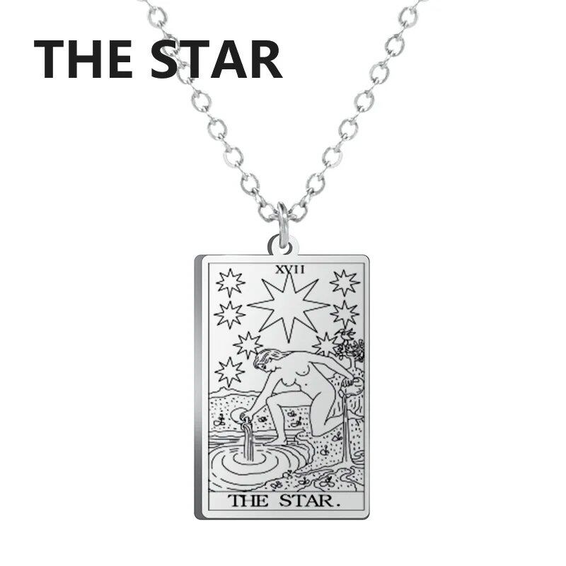 Stainless Steel Classic Tarot Card Pendant Necklace, Major Arcana, Gypsy Tarot, Divination Necklace, Jewelry, Mother's Day Gift, Parallel Import
