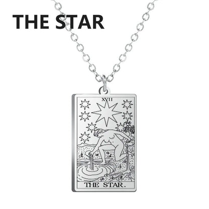 Stainless Steel Classic Tarot Card Pendant Necklace, Major Arcana, Gypsy Tarot, Divination Necklace, Jewelry, Mother's Day Gift, Parallel Import