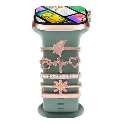 Diamond Jewelry-Embossed Band for Apple Watch Ultra 2, 9, 8, and 7, Compatible with Samsung and Huawei, 20/22mm Bracelet Strap, Band Color: ; Ships from: Parallel Import