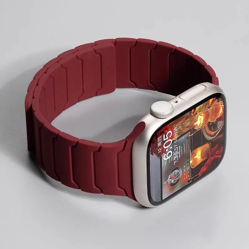 Magnetic Silicone Band for Apple Watch Ultra 2, 49mm, 45mm, 41mm, Series 9/8/7/6/SE/5/4, 38mm, 40mm, 42mm, 44mm, Band Color: mm, Parallel Import