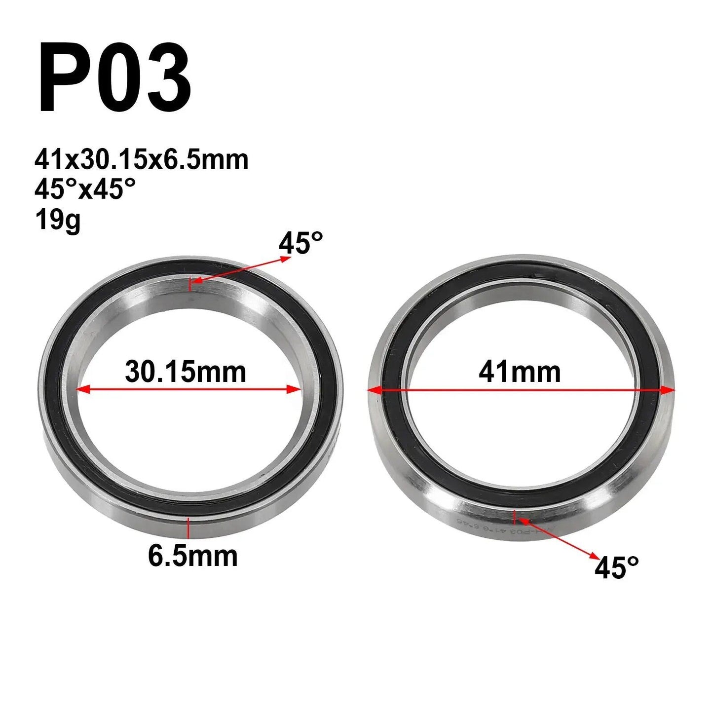 1/8" 45/36 Degree Bicycle Headset Bearings, 38/39/41/44/49/52mm, MTB Steering Bearing Repair Parts, Parallel Import