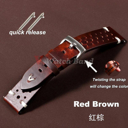 プレミアム本革ストラップ 20mm 22mm クイックリリース オイルワックス加工 変色加工 牛革 ウォッチバンド ビジネス メンズ レディース ストラップ バンドカラー：mm 並行輸入品