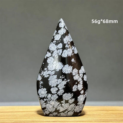 Snowflake Obsidian Freeform Ornament with Natural Quartz, Reiki, Meditation, Healing, Witchcraft, Energy Decoration, Home Gift, Color: Parallel Import