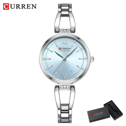 Karen Women's Quartz Watch, Luxury Fashion Rhinestone and Stainless Steel Band, High-Quality, Parallel Import