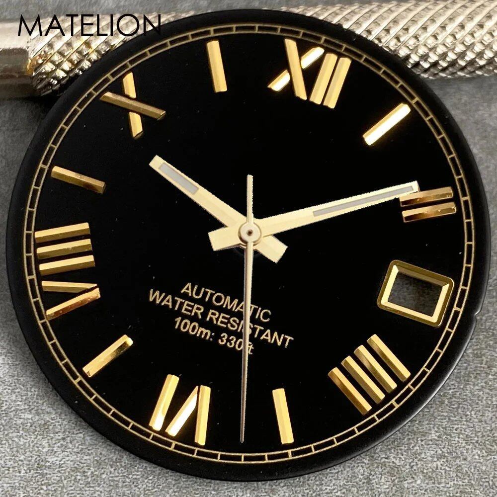 29mm Sunburst Dial Roman Dial Compatible with NH35, NH36, NH38, NH70, NH71, NH72, 4R35, and 4R36 Automatic Movement with Metallic Markers and DJ Hands (Parallel Import)