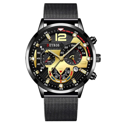 Fashionable Men's Business Watch, Luxury Quartz Wristwatch with Luminous Clock, Casual Calendar Watch, Color: Parallel Import