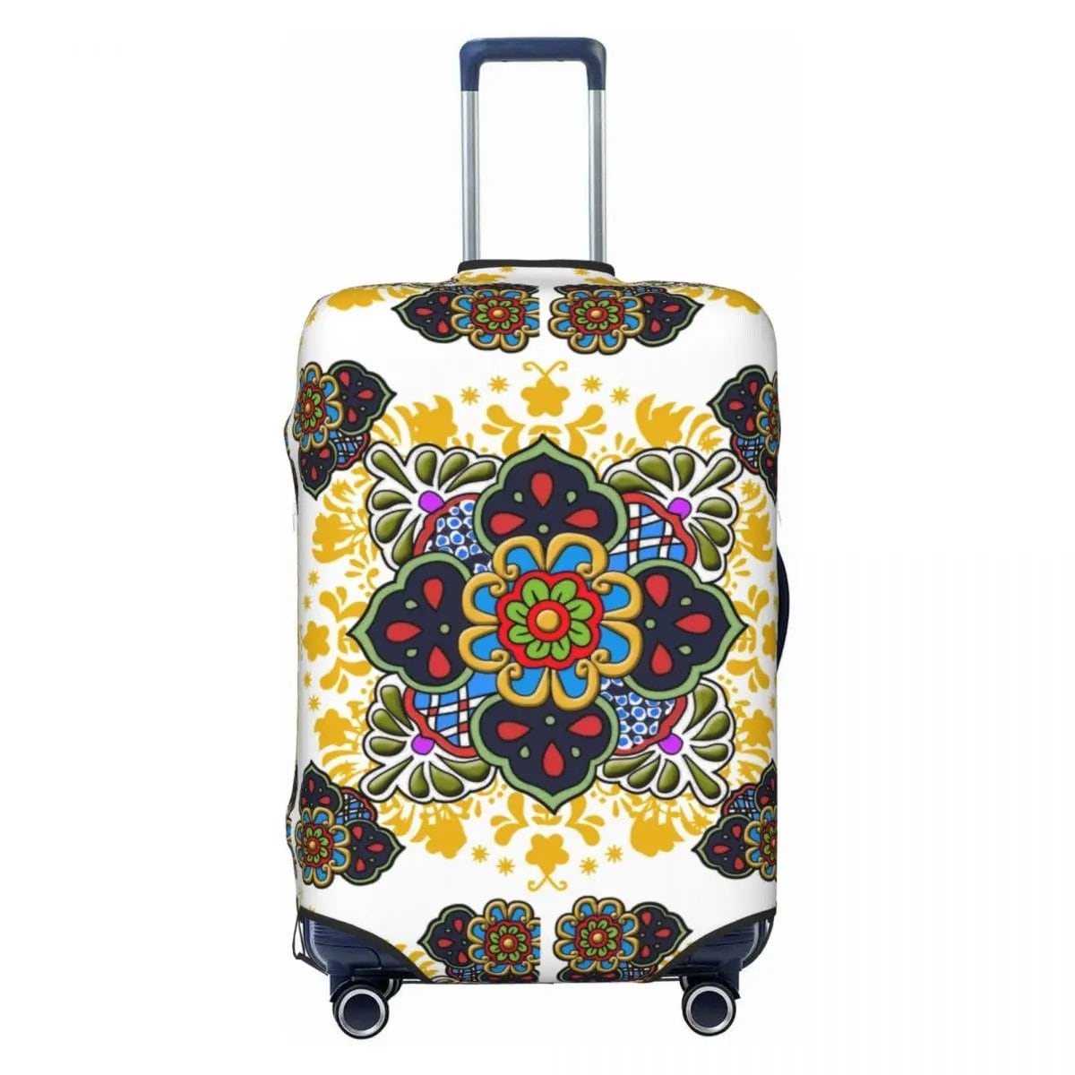 カスタムカラフルフローラルメキシカンフラワー スーツケースカバー エラスティック トラベル 荷物保護カバー 18-32インチ対応 サイズ： 並行輸入品