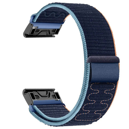 Compatible with Garmin Fenix 7X, 7 Pro, 6X, 6, 5X, 5Plus, Tactics 7, Forerunner 965, 955, and Enduro 2. 22mm/26mm nylon loop band with quick-fit strap. Band color: mm. Ships from: Parallel import.