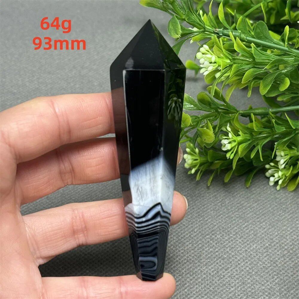 天然ブラックオニキスチップ セプター 超パワー レイキエネルギー チャクラ スピリチュアルヒーリング ウィザード ウィッチクラフト 瞑想 ホームデコレーション ギフト カラー： 並行輸入品