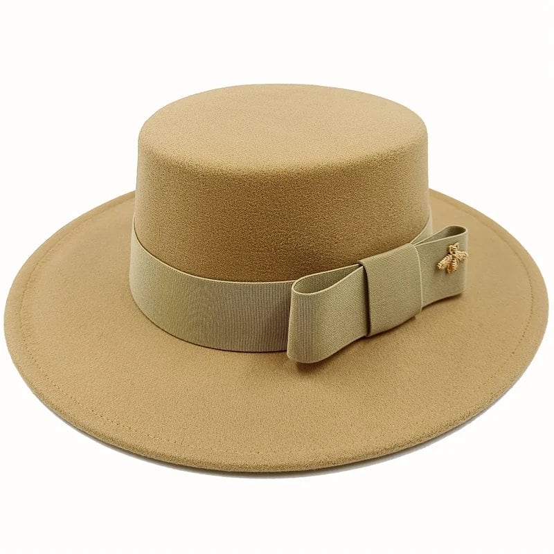Winter Bowtie Fedora Hat with Textured Surface, Flat Top, and Elastic Band. Red. Men's and Women's Jazz Hat. Sizes: 56-58cm. Ships from: Parallel Import.
