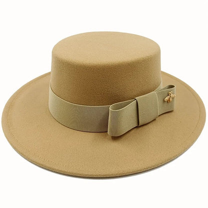 Winter Bowtie Fedora Hat with Textured Surface, Flat Top, and Elastic Band. Red. Men's and Women's Jazz Hat. Sizes: 56-58cm. Ships from: Parallel Import.