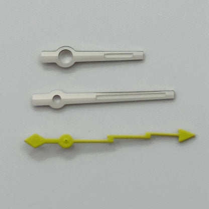 Silver gunmetal watch hands, lightning second hand, luminous hands, compatible with NH35, NH36, NH38, NH70, NH72, 7S26, 7S36, 4R35, and 4R36 models. Parallel import.