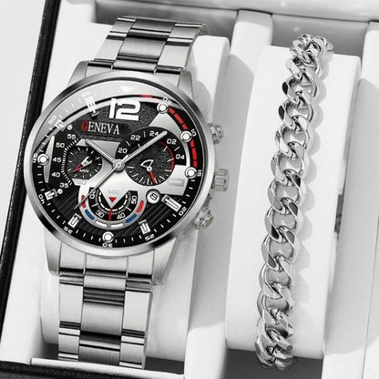 New Hot Watch Men's Stainless Steel Wristwatch, Luxury Quartz Calendar Business Watch, Parallel Import