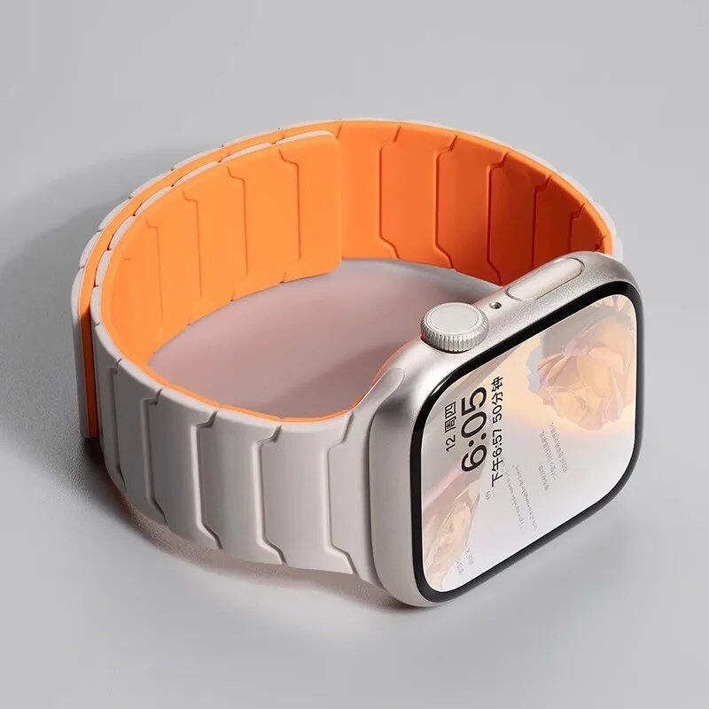 Magnetic Silicone Band for Apple Watch Ultra 2, 49mm, 45mm, 41mm, Series 9/8/7/6/SE/5/4, 38mm, 40mm, 42mm, 44mm, Band Color: mm, Parallel Import
