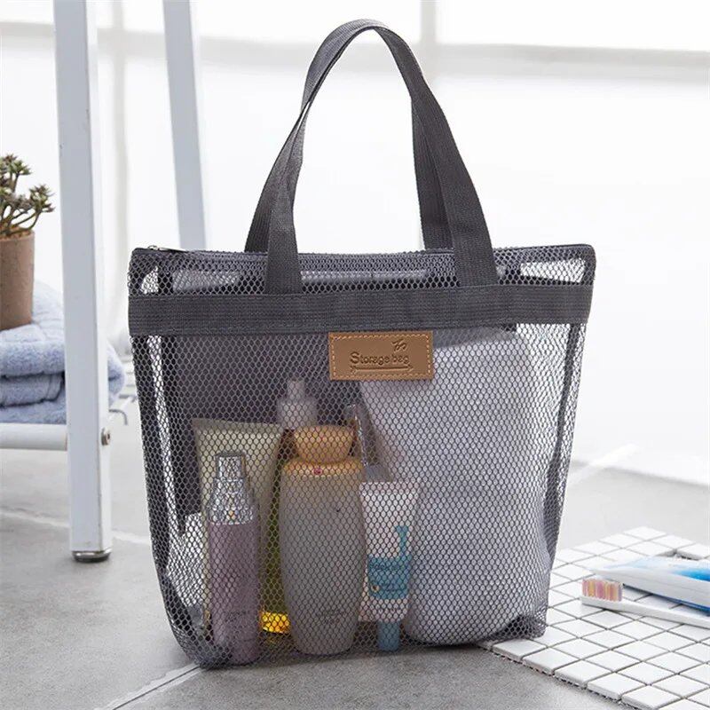 メッシュ化粧品・トイレタリーバッグ ハンドバッグ 携帯用旅行洗面ボディシャワーツール収納 ハンギングコスメ収納ポーチ  並行輸入品