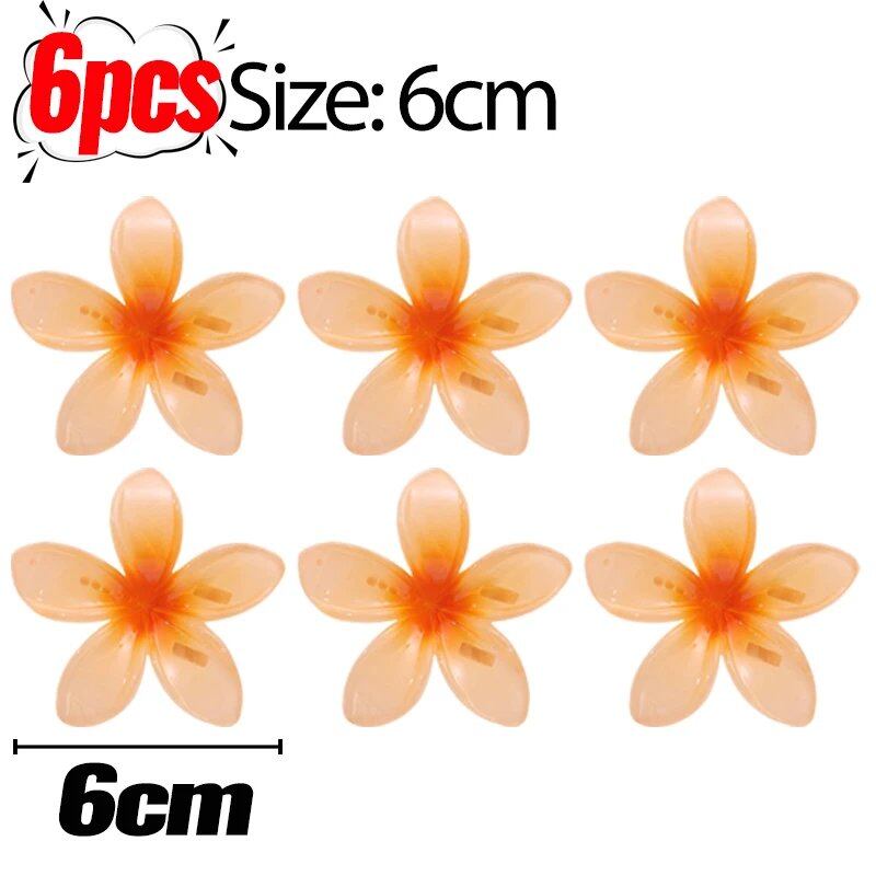 1/6 Hawaiian Gradient Flower Hair Clips for Women, Small, Stylish Head Accessories, Hairpins, Crab Barrettes, Parallel Import